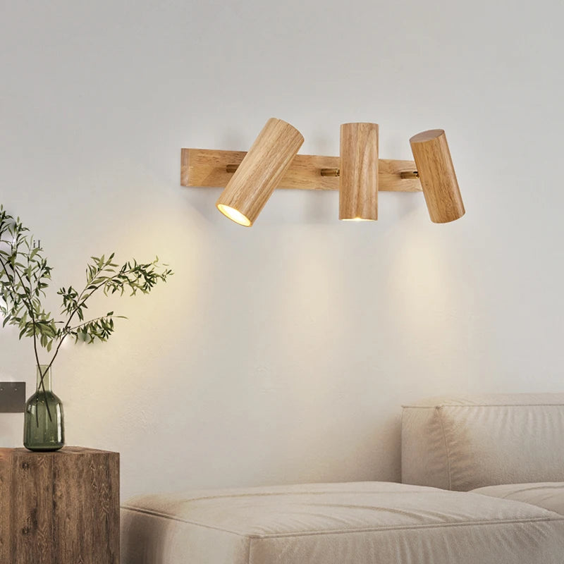 applique murale en bois style nordique led rotatif