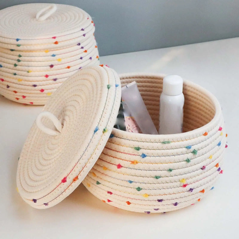 panier en coton tissé à la main pour rangement décoratif