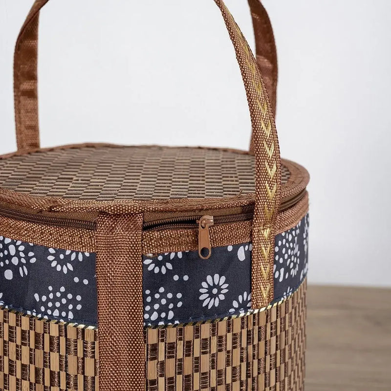 panier de pique-nique en bambou tissé écologique et pliable