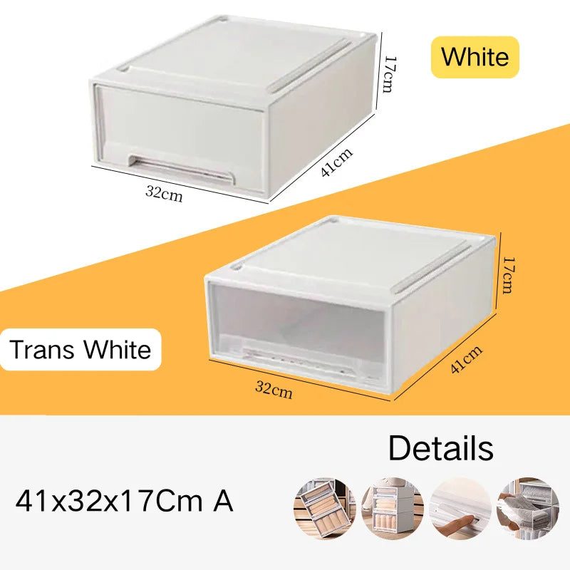 tiroirs empilables en plastique transparent pour rangement pratique