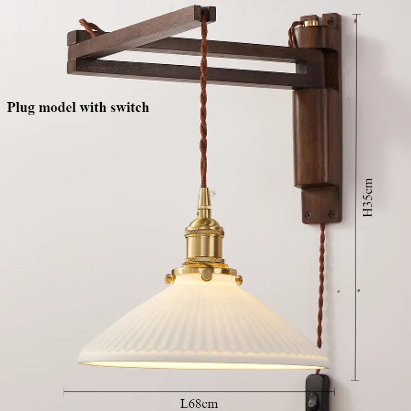 lampe moderne en bois de noyer avec lumière led décorative