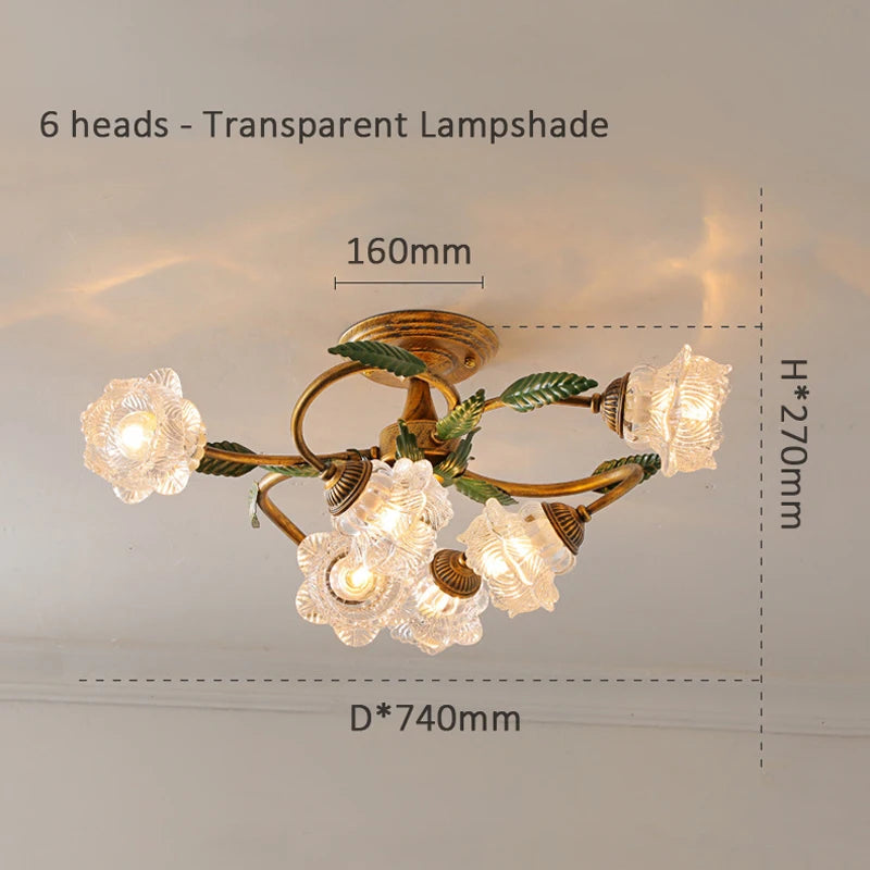 lampe décorative led 6 têtes style rétro américain romantique