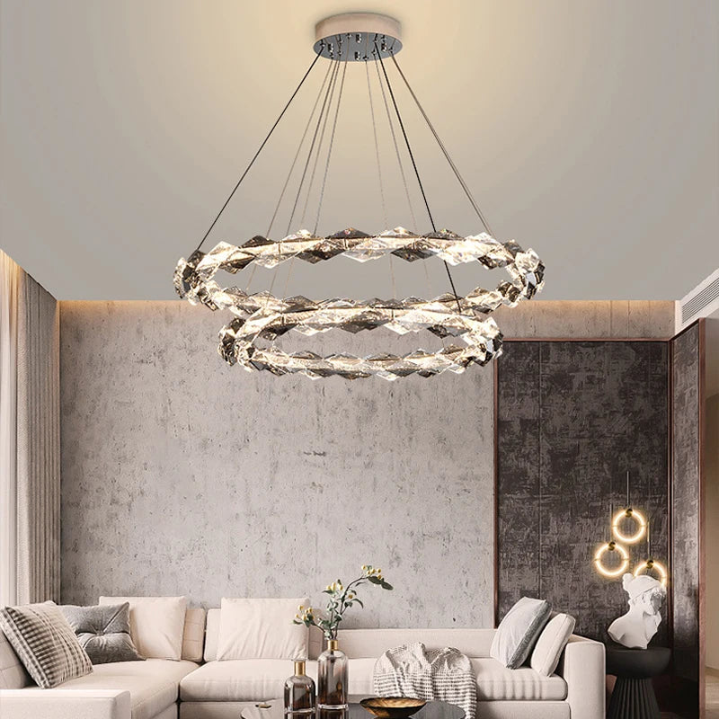 lustre led moderne en cristal de luxe décoratif