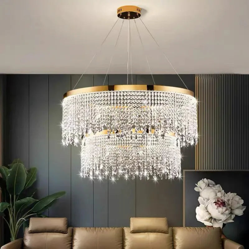 lustre moderne en cristal pour décoration intérieure élégante