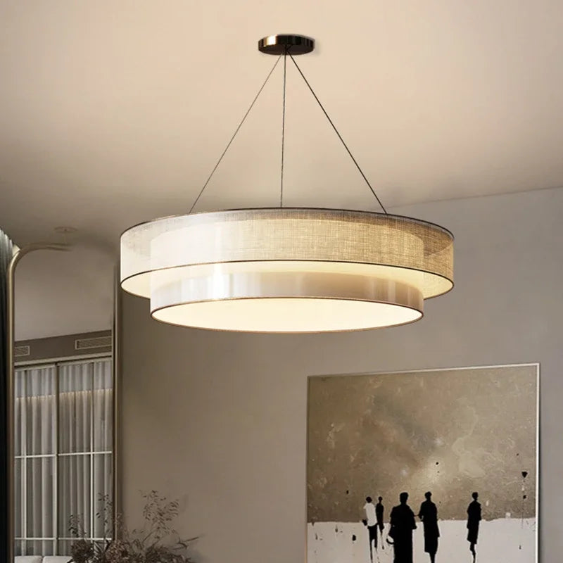 lustre circulaire moderne en tissu pour intérieur élégant