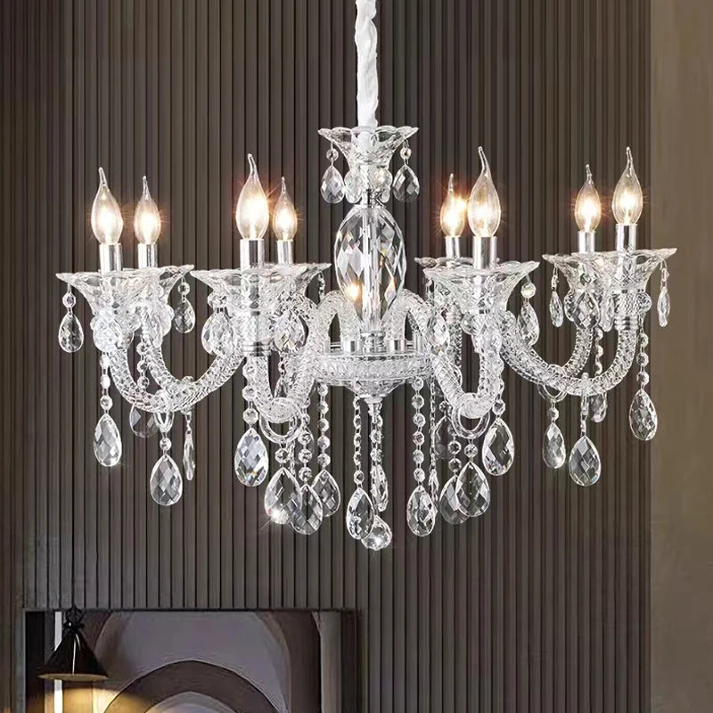 lustre moderne en verre cristal pour espace de luxe