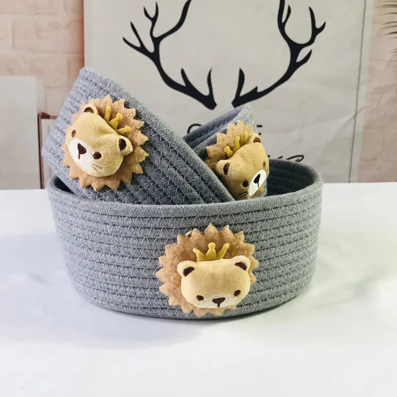 panier de rangement tissé animaux pour jouets et divers objets