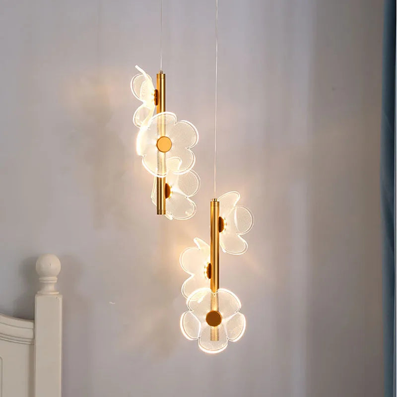 suspension design fleur lumineuse pour intérieur enfants et étude