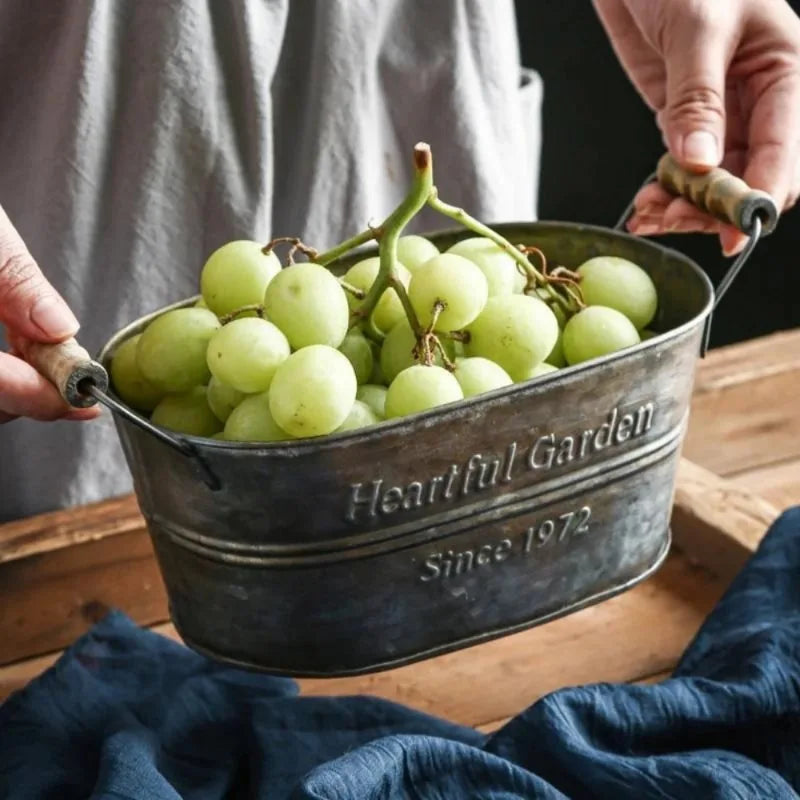 panier de rangement en métal vintage pour fleurs et fruits