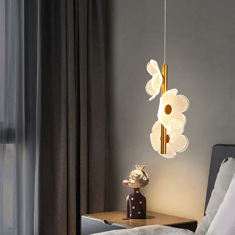 suspension design fleur lumineuse pour intérieur enfants et étude