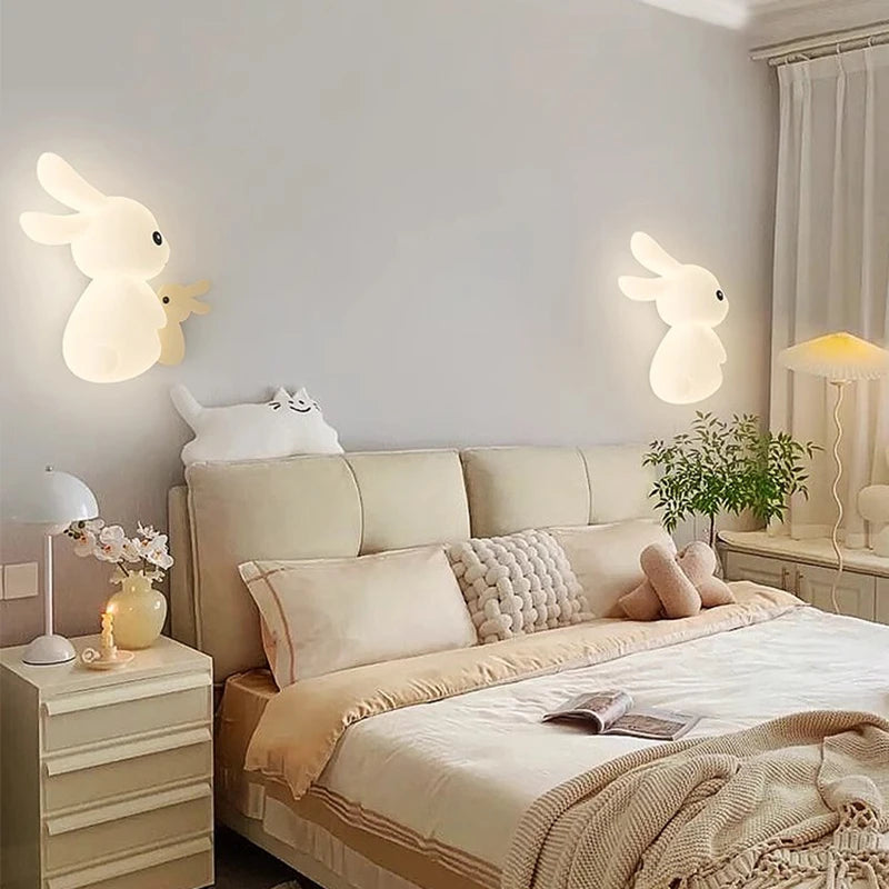 applique murale enfant motif lapin carotte nuage lumière