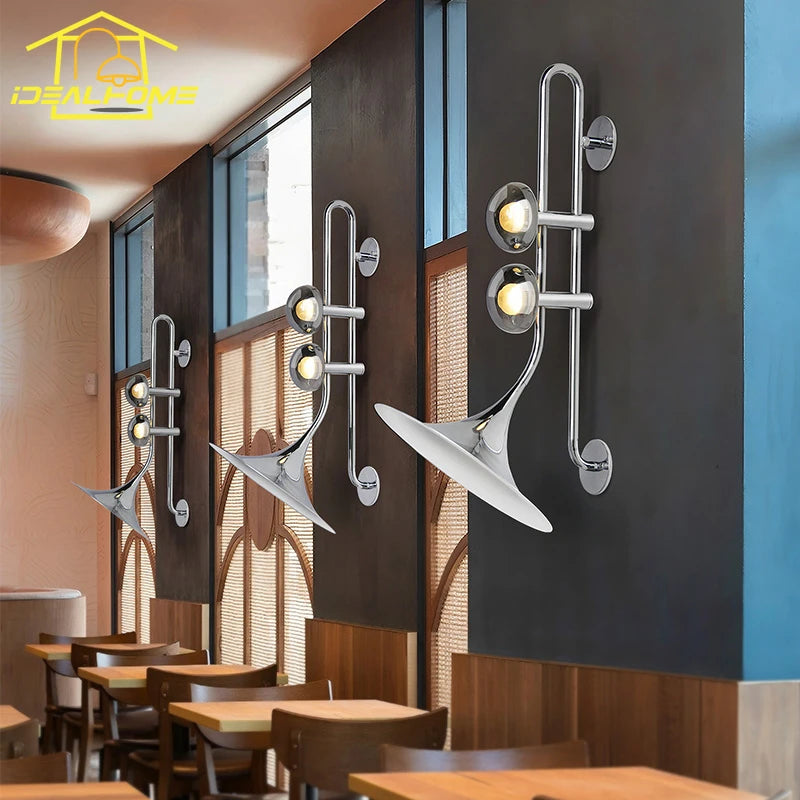 applique murale led saxophone au style industriel romantique pour restaurant