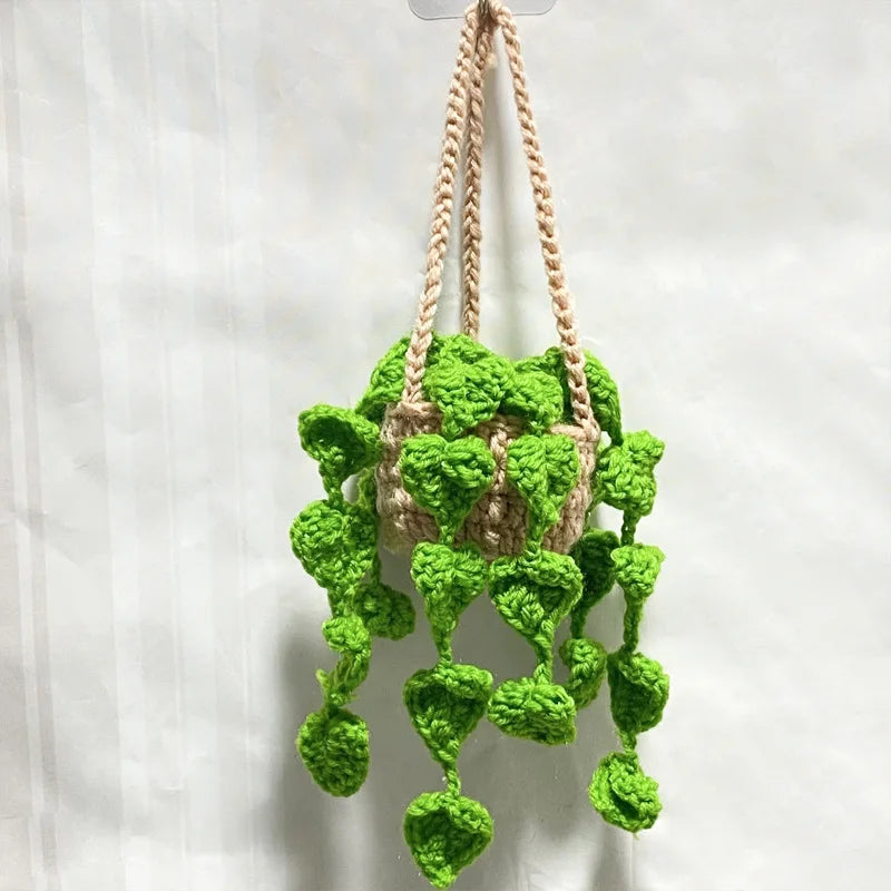 crochet suspendu créatif pour décoration de voiture plante en pot