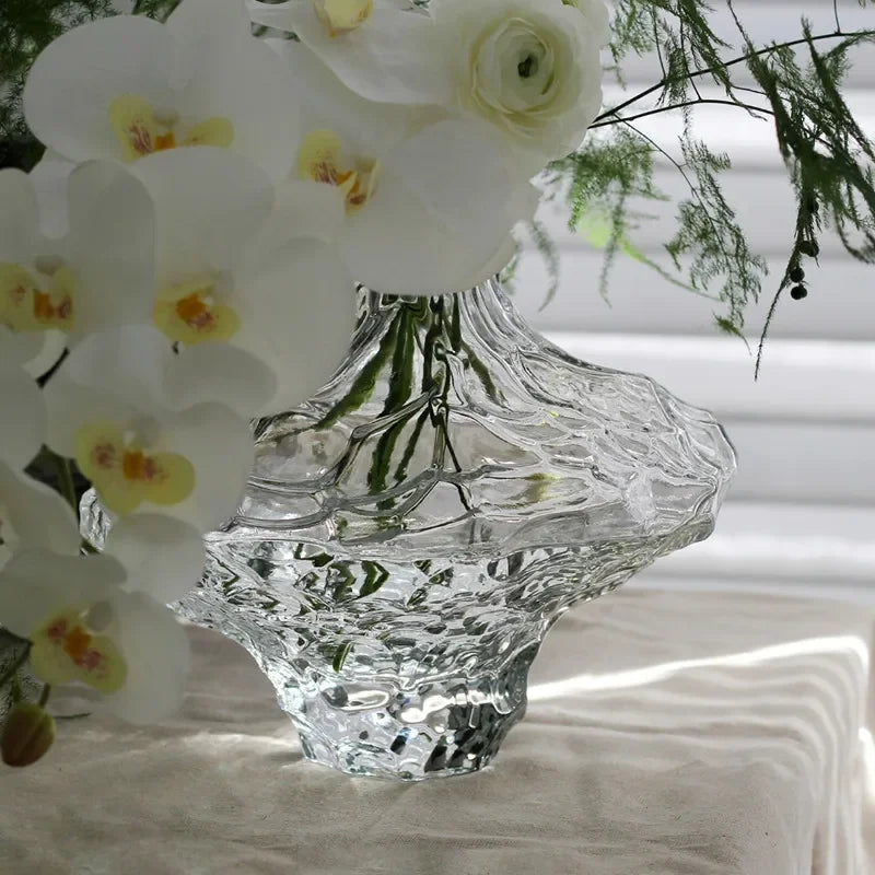 vase en verre avec pierres décoratives pour fleurs et terrarium