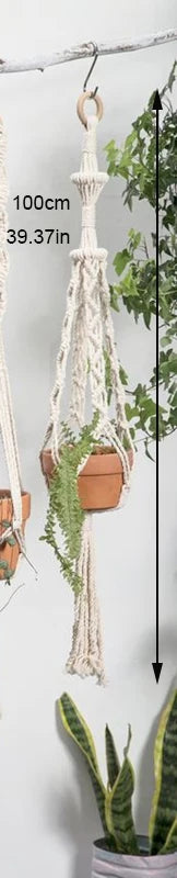 support de plante en macramé suspendu fait main en coton naturel