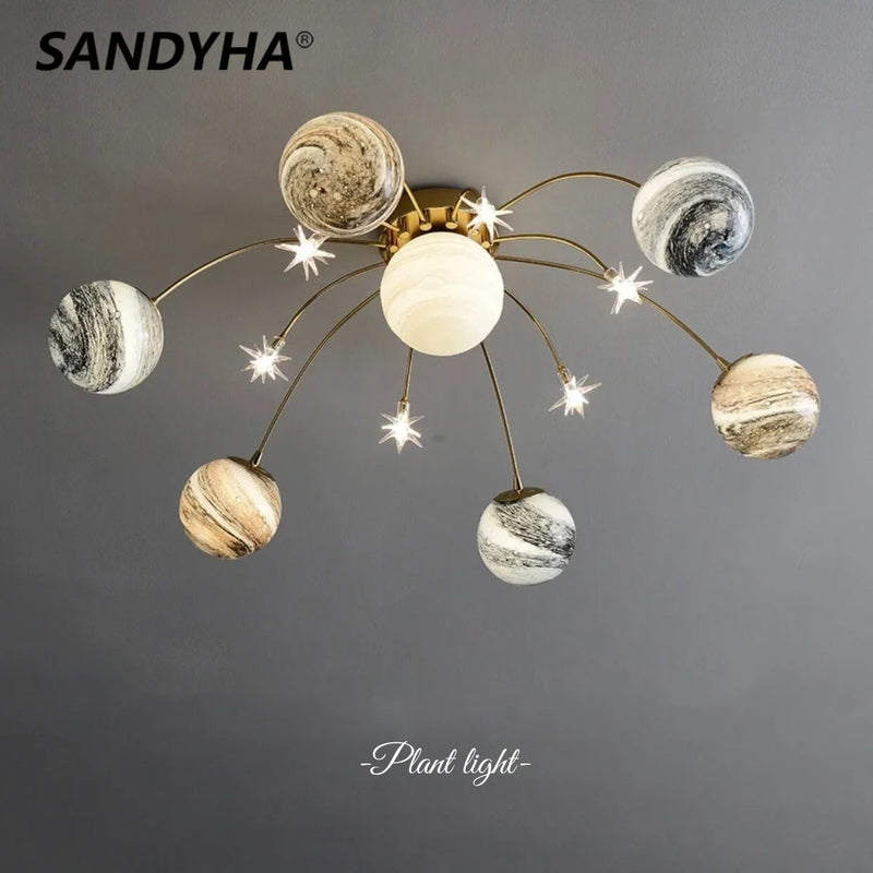 SANDYHA Star Design boule de verre lampe décorative moderne créatif planète plafonnier chambre chambre d'enfants salon éclairage de la maison