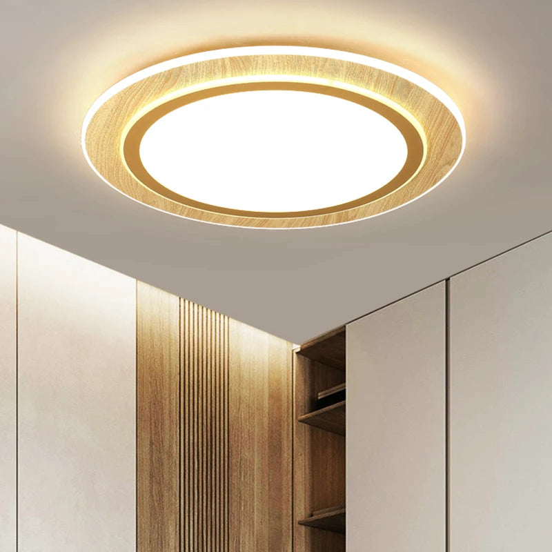 lampes de plafond led ultra-minces en bois style japonais