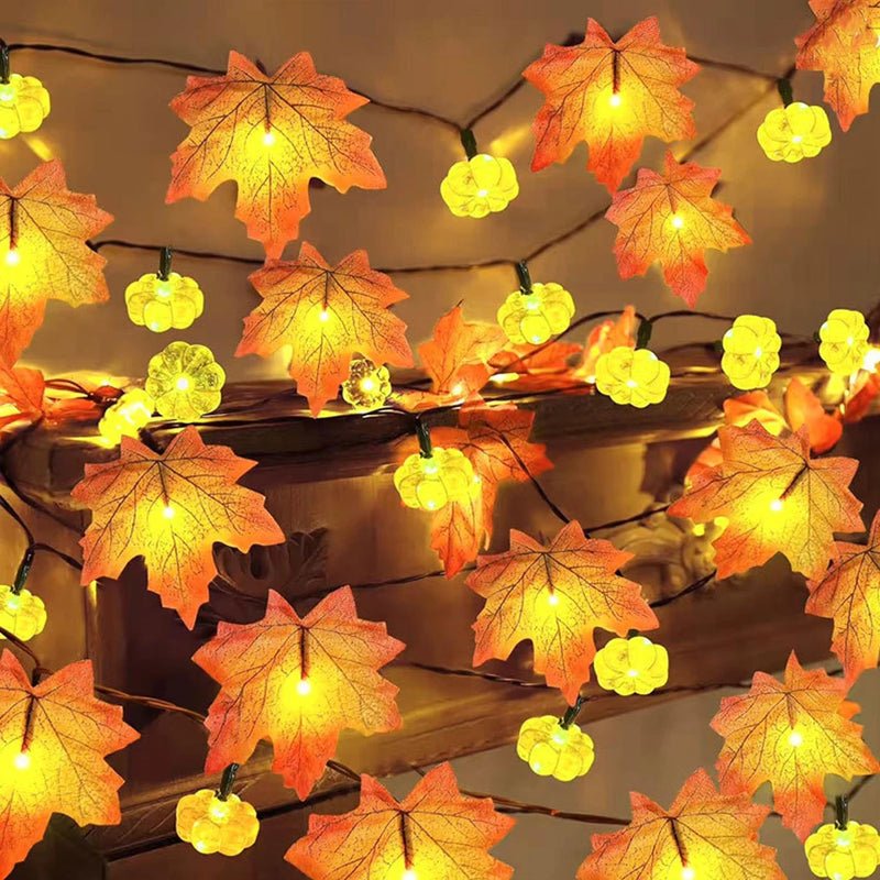 guirlande lumineuse feuilles dérable pour décorations automne hiver