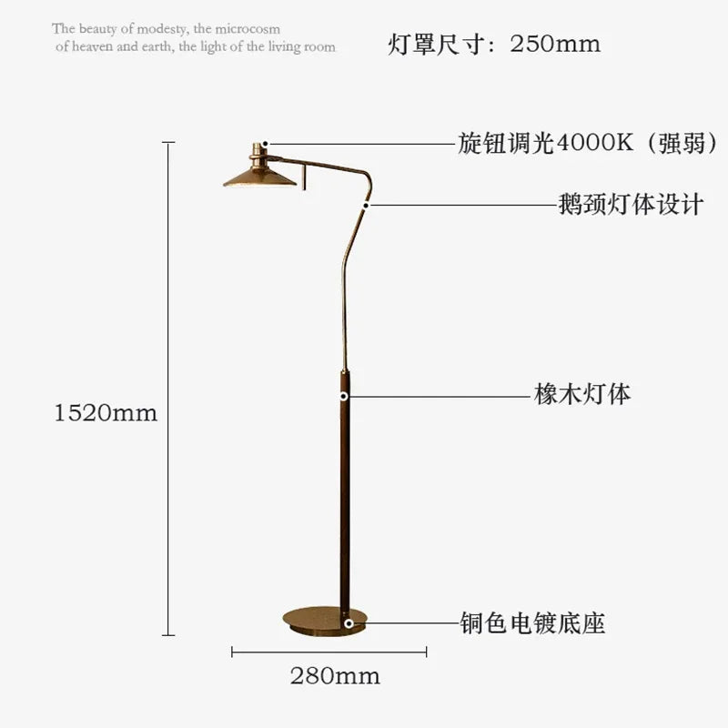 lampadaire moderne en bois massif pour décoration rétro à LED