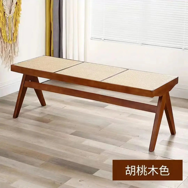 banc en rotin tressé style japonais ancien pour petit espace