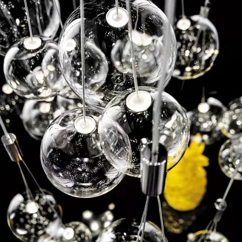 suspension bubble ball led en verre avec fil réglable