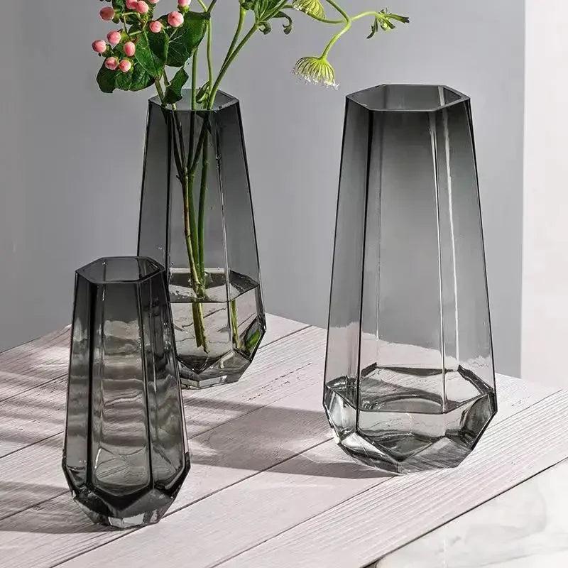 vase créatif en verre transparent pour fleurs décoratives