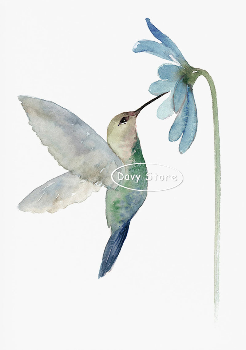 Tableau affiches de colibri en aquarelle pour décoration murale