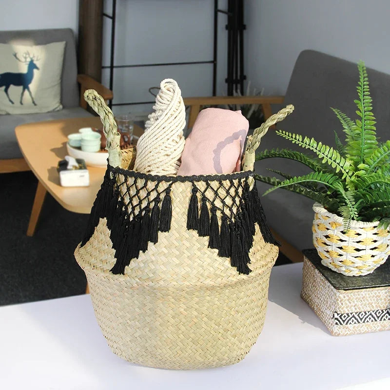 panier en osier tressé pour rangement et décoration polyvalente