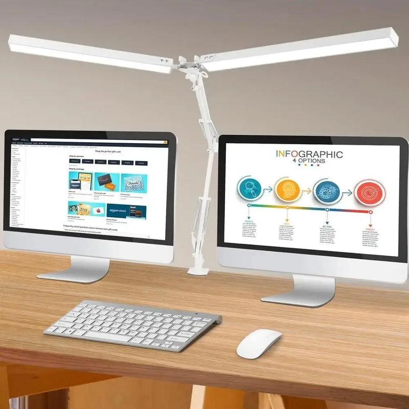 lampe de bureau led pivotante flexible à double tête réglable