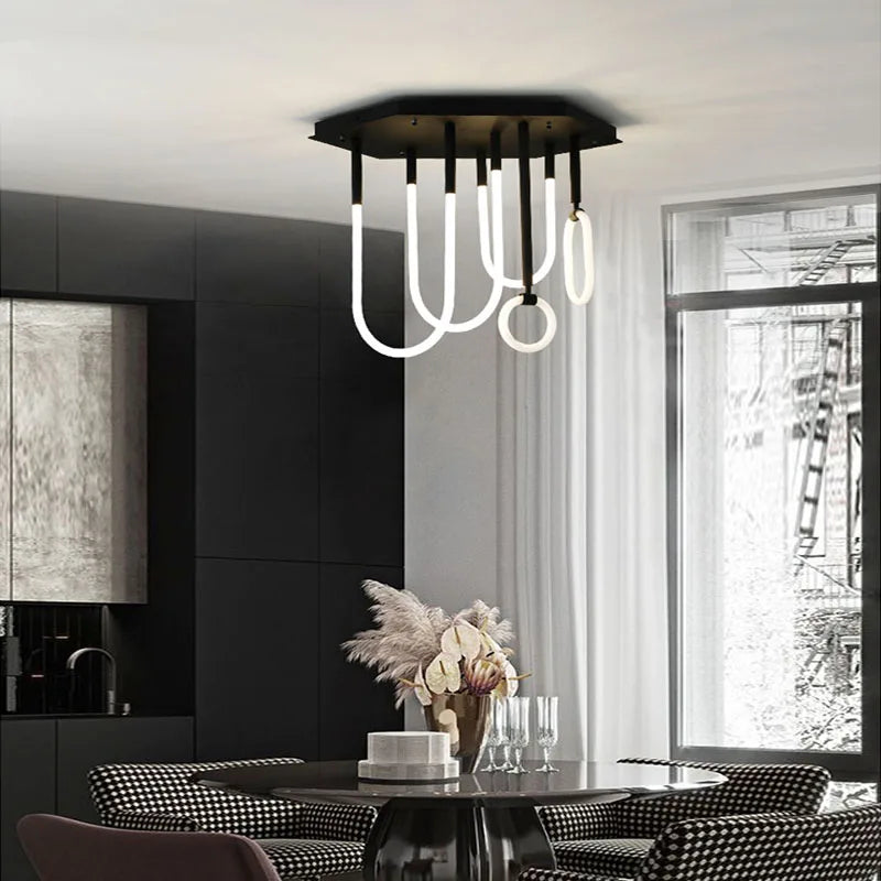 lustre style nordique ligne combinaison minimalisme moderne led dimmable