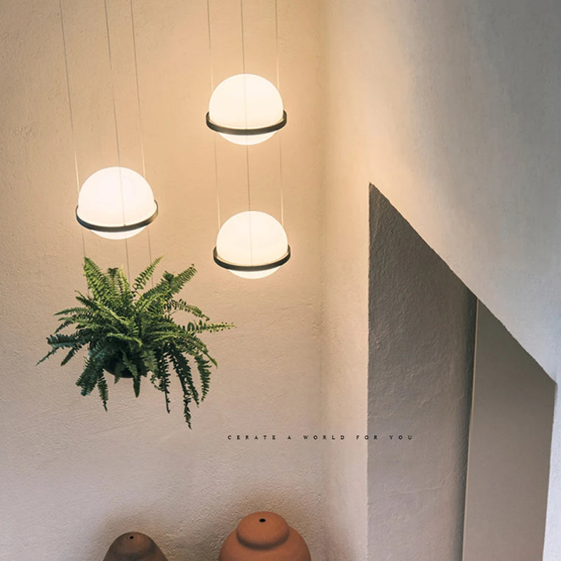 lustre moderne nordique avec pot de fleur led suspendu