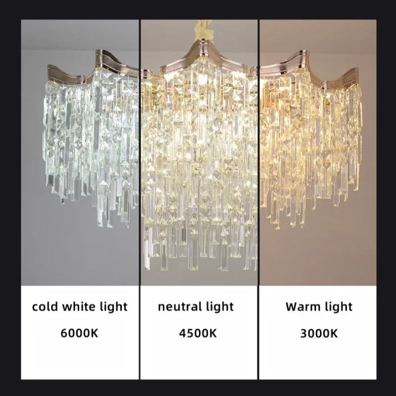 lustre en cristal moderne à 7 niveaux pour décoration intérieure