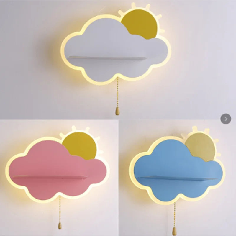 applique murale led décorative pour chambre de bébé nuage et soleil