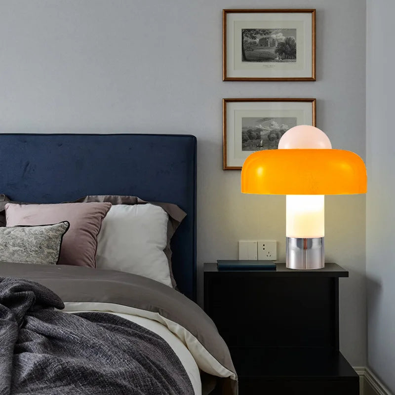 lampe à poser moderne en verre design champignon pour intérieur