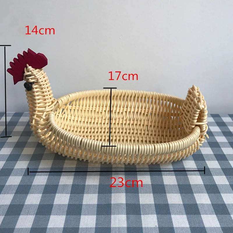 panier de rangement en rotin tissé style animal fait main