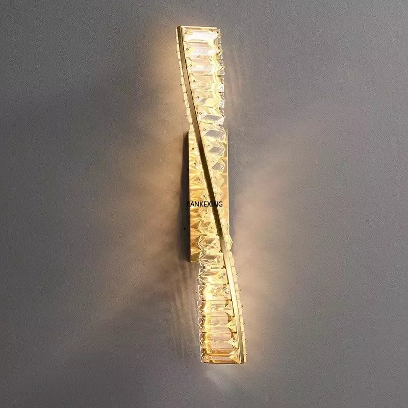 Creative and Personalized Long Crystal Light,Walkway Bedroom TV Background Wall Lamp Luxury  Simple LED Suspension Lamps