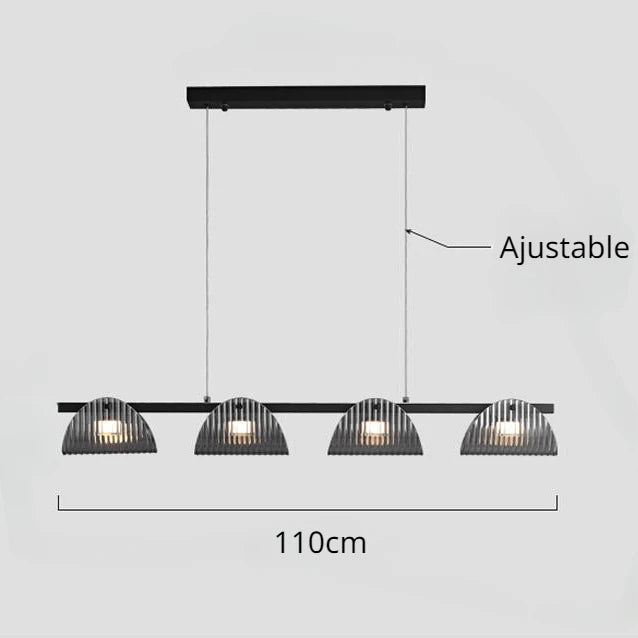 lustre minimaliste italien en verre rayé avec lumières led