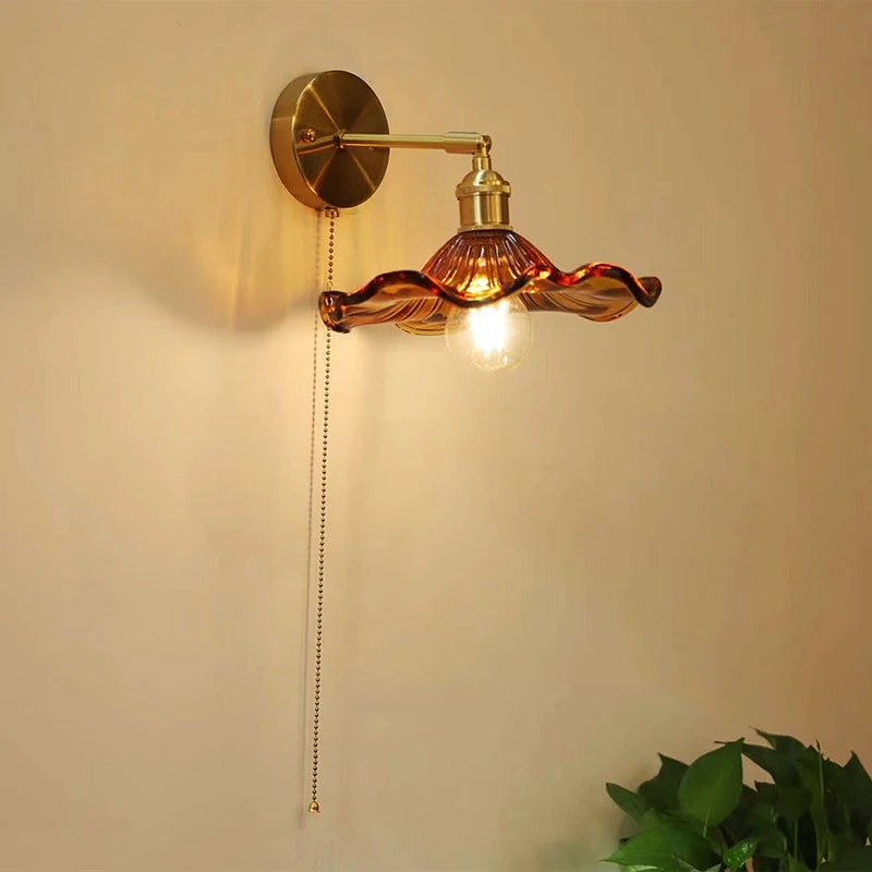 American Vintage Glass Wall Sconce Light Fixtures with E27 Led Lamp