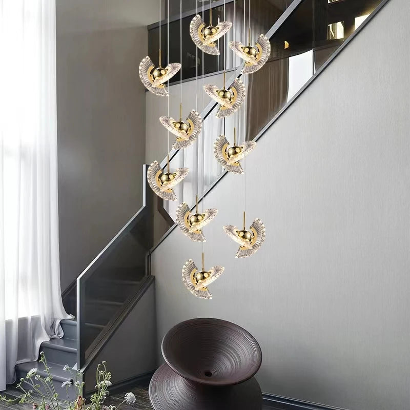 suspension à led pour escalier design créatif et rotatif