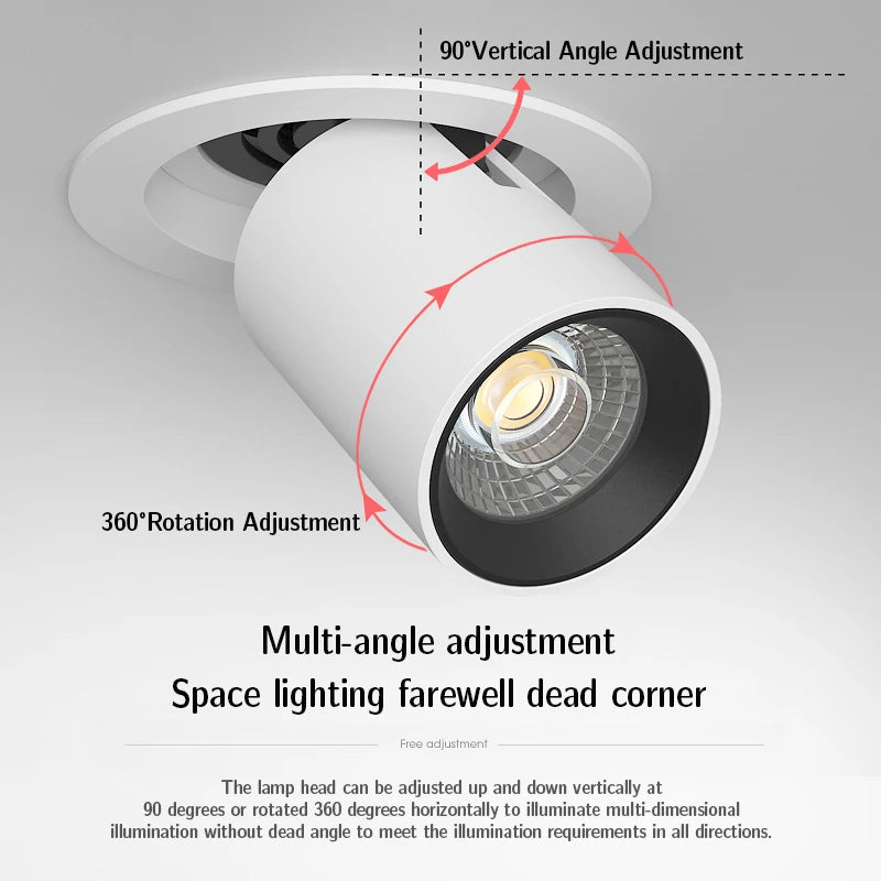 spot led encastré rotatif à intensité variable pour intérieur