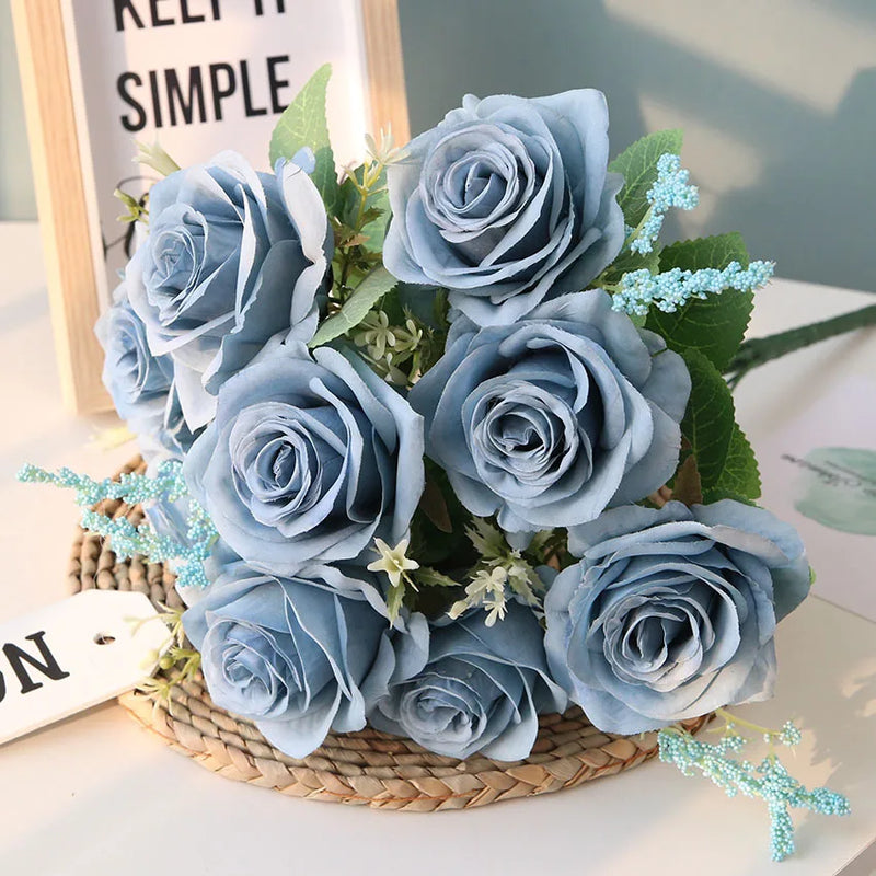 bouquet de roses artificielles en soie pour décoration et mariage