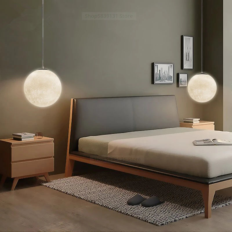 suspension LED en forme de lune design nordique moderne