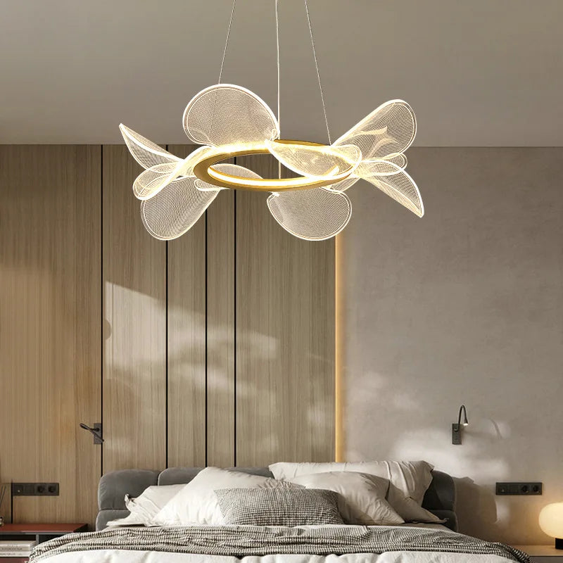 lustre led moderne en acrylique forme de fleur luxueux