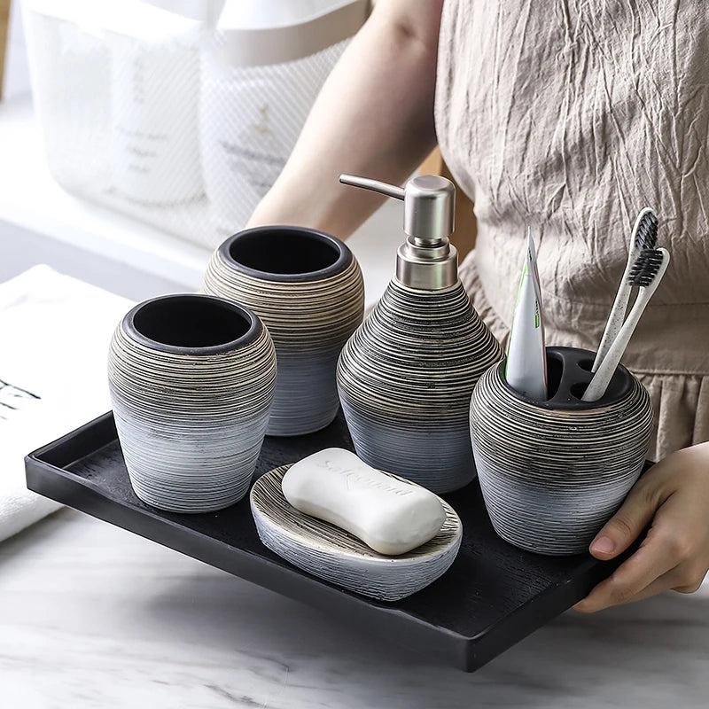 accessoires de salle de bain en céramique rétro artisanaux et pratiques