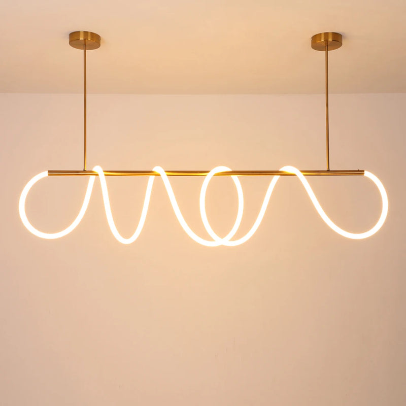 suspension moderne design long tube lumineux flexible pour espace contemporain