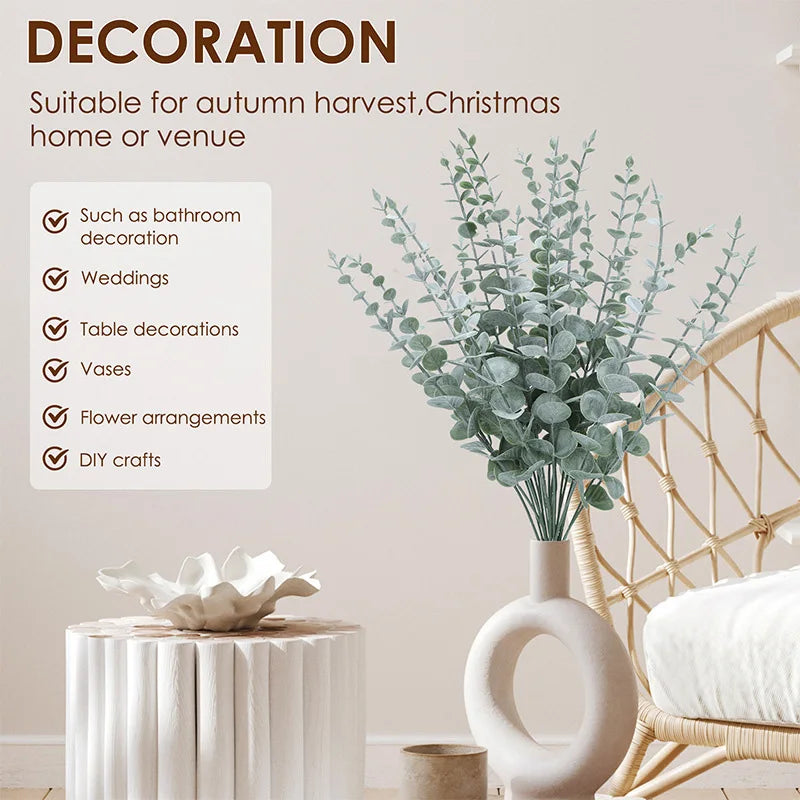 lot de 20 tiges d eucalyptus artificielles pour décorations festives