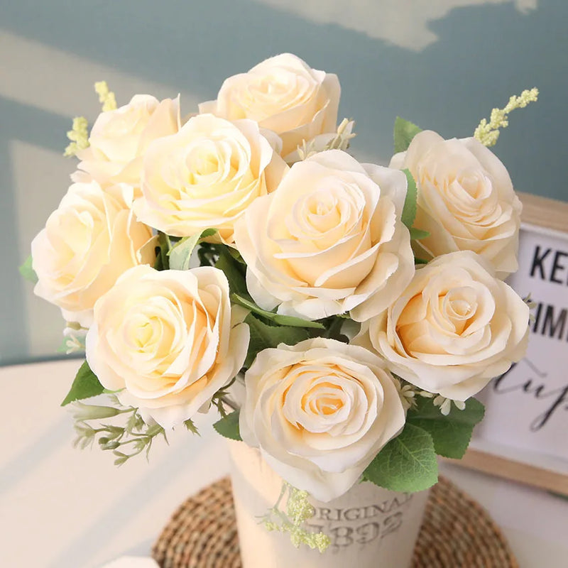 bouquet de roses artificielles pour mariage et décoration intérieure