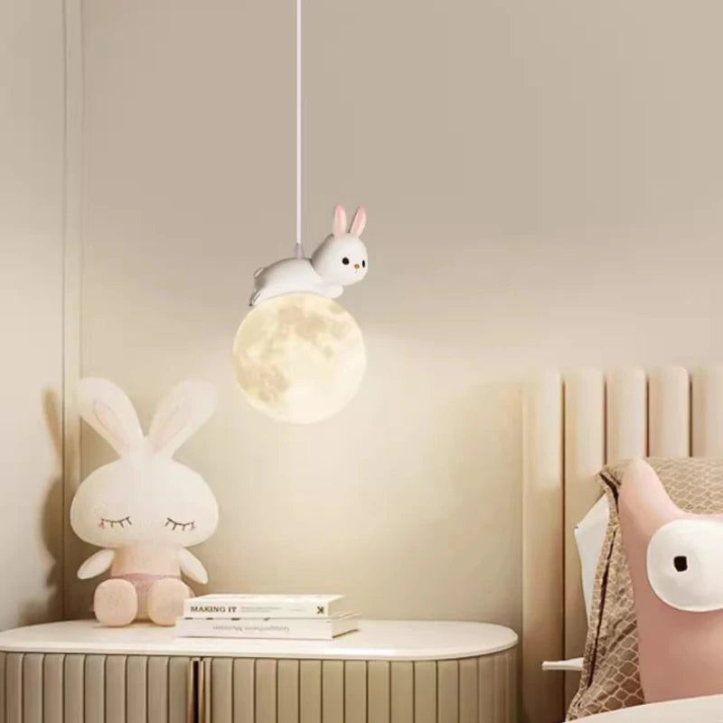 lustres mignons en forme de lapin et écureuil pour chambre d'enfant