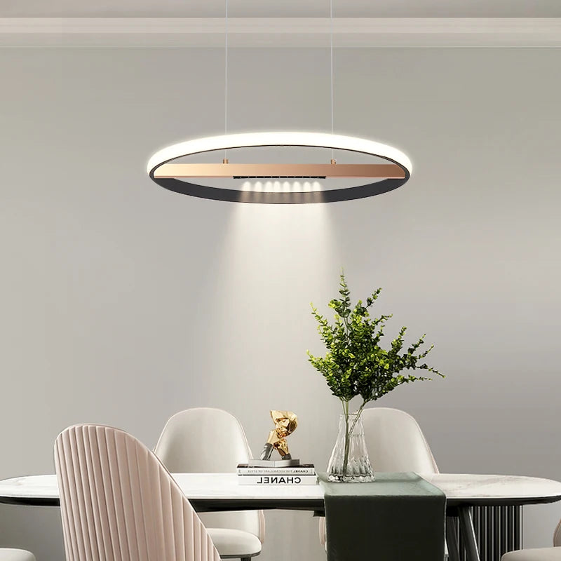 lustre moderne à anneau rond pour éclairage intérieur