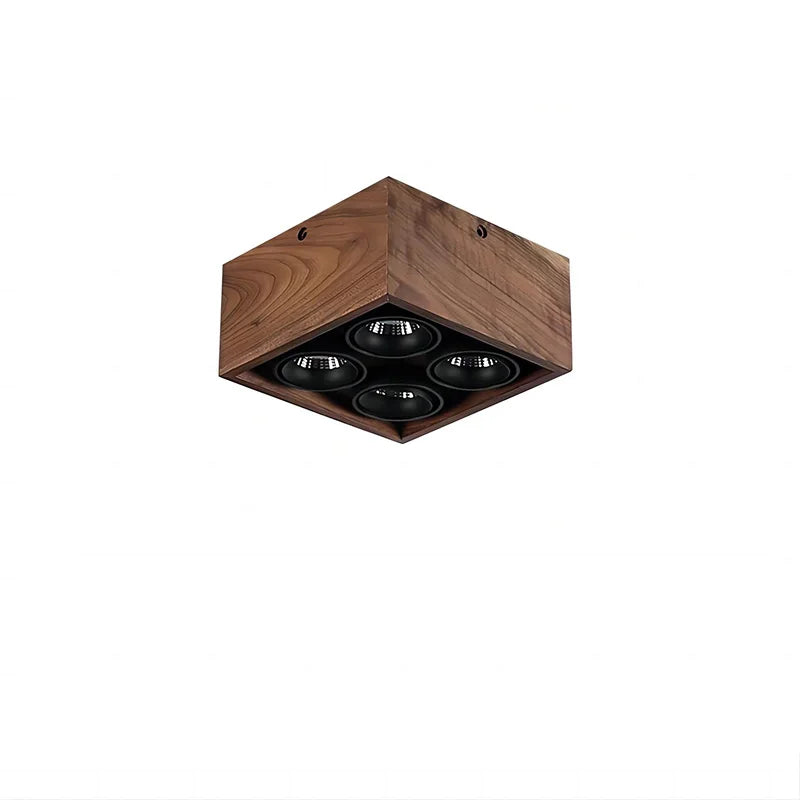 Walnut Wood Square Box, Simple Modern Wabi-sabi style, Spotlights and downlights for Bedroom, Bedside, Living, Dining Room